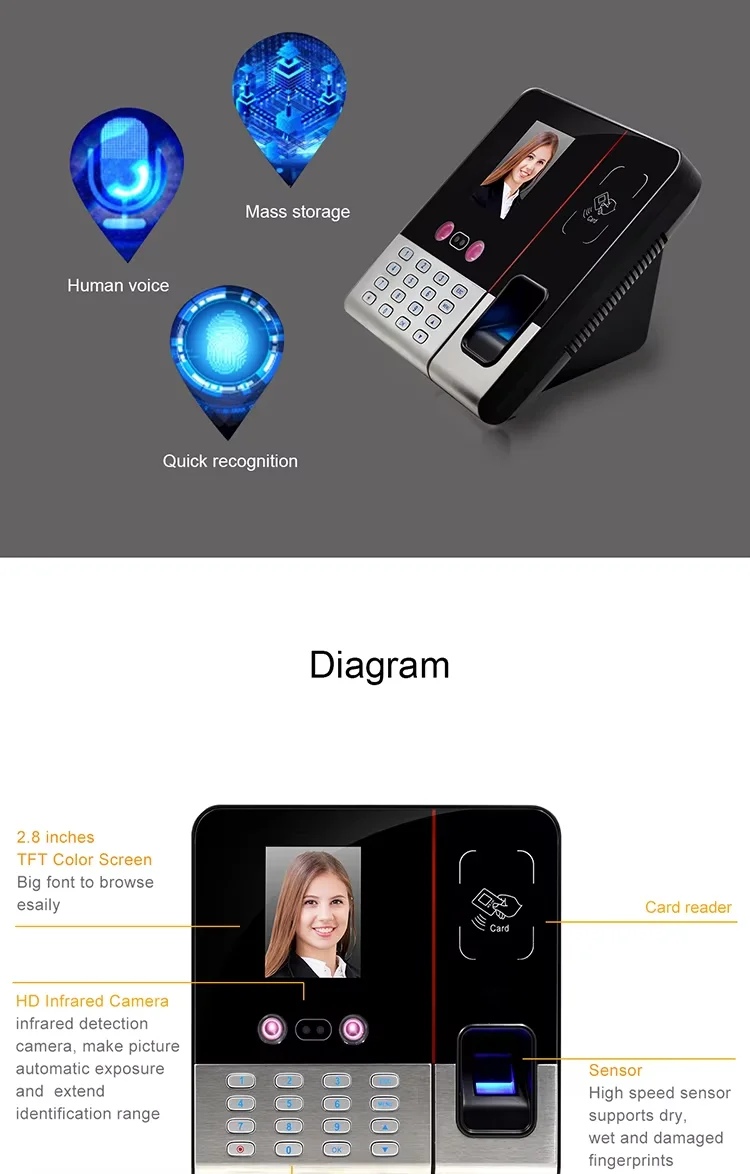 Biometric Facial Time Attendance System Fingerprint Access Control ...