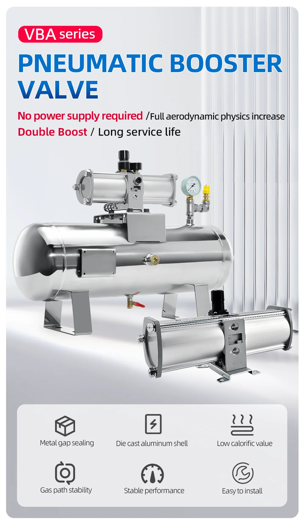 Single Point Booster SMC Type Pneumatic Booster Valve - VBA20A-03GN for Air Pressure