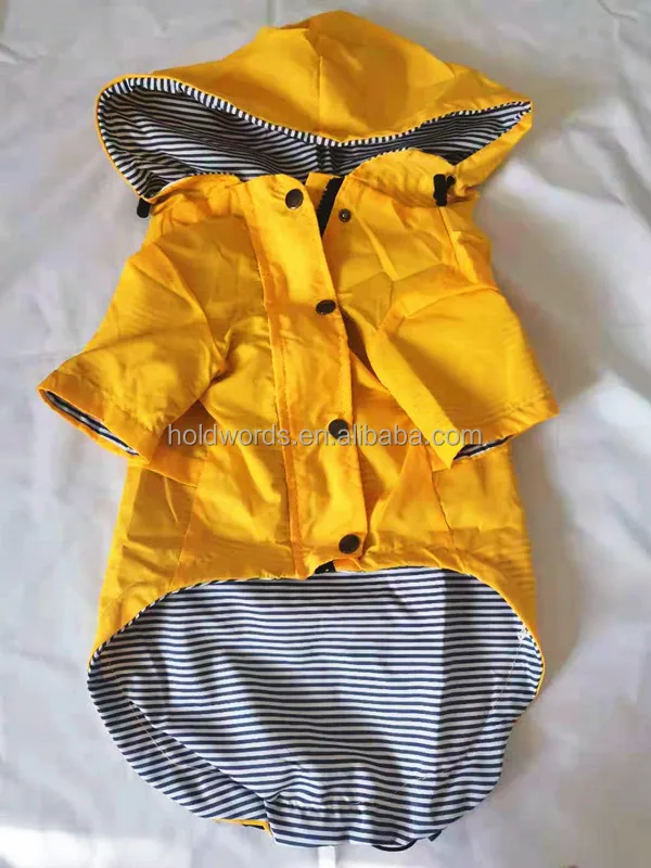 Zip Up Dog Raincoat With Reflective Buttons Pockets Rain/water