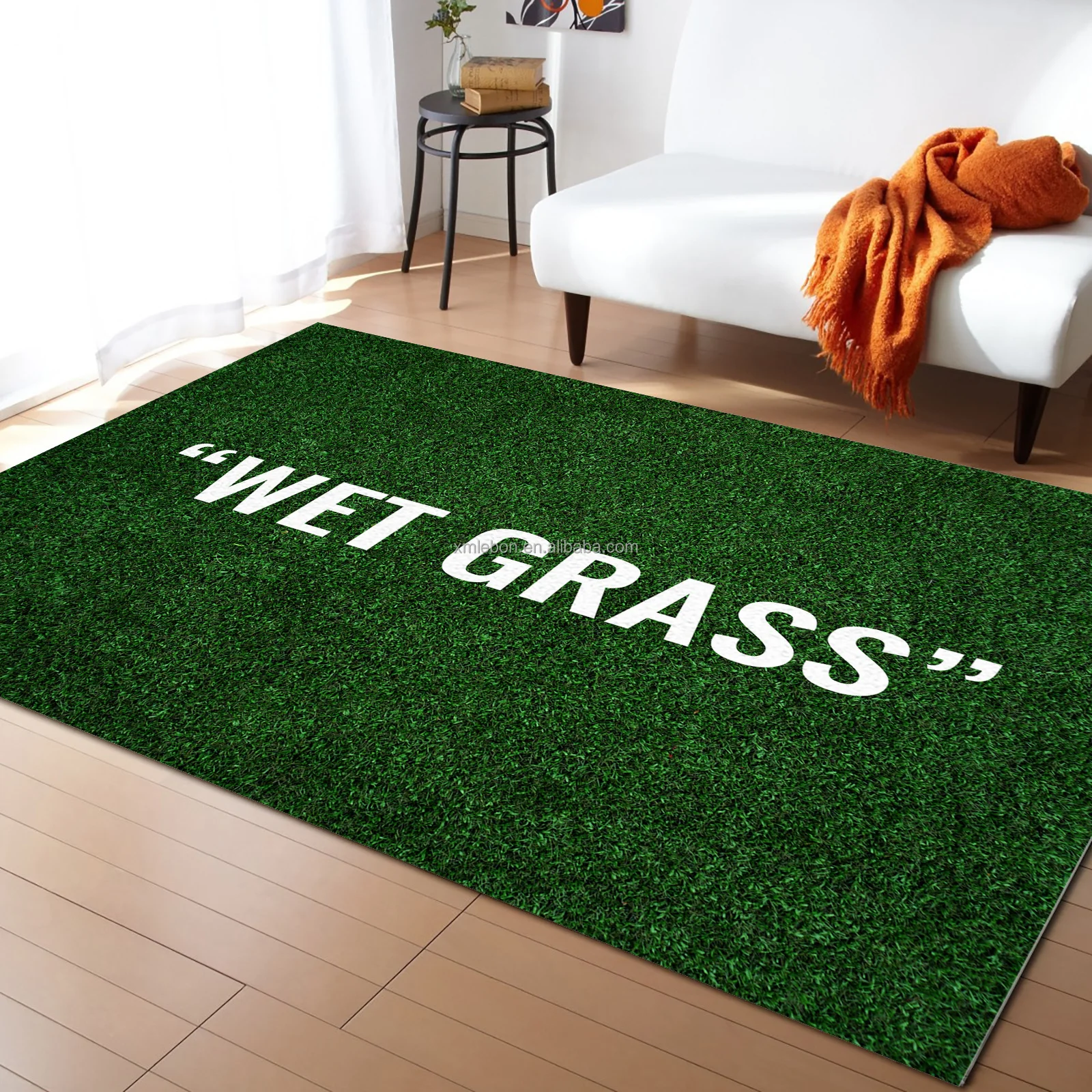 Modern 3d Print Washable Wet Grass Rug Personalized Custom Green Grass Area Rug Carpet For Home