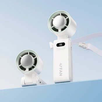 Ice Compress Function Foldable Mini Desk Fan 1-199 Speed Adjustment 3600mAh LED Display Portable Handheld Turbo Fan for Outdoor