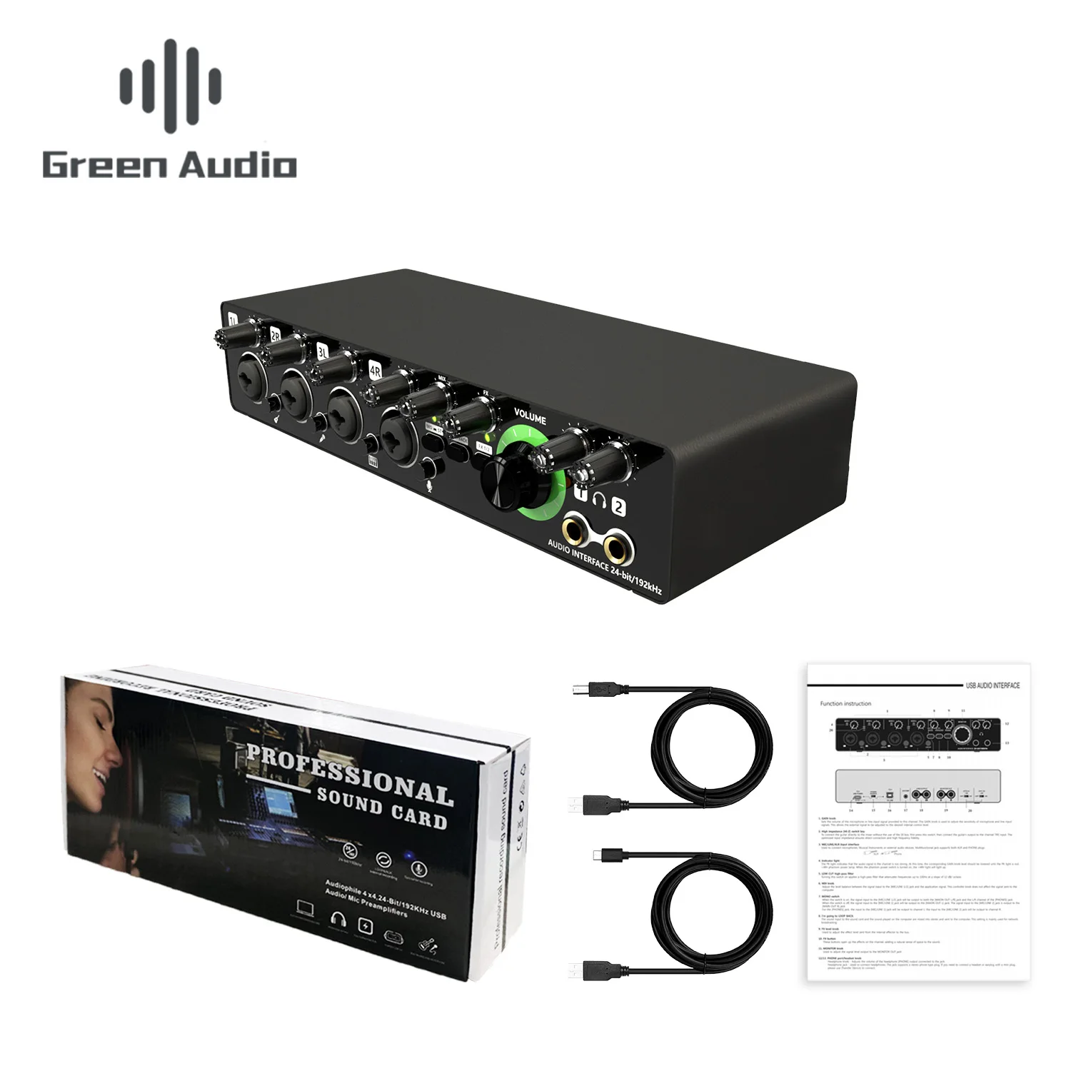 GAX-MD44 4-Channel USB Sound Card - 24Bit/192kHz Audio Interface