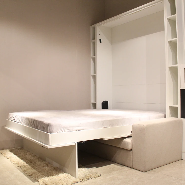 Manual Vertical Murphy Bed Hardware Kit Space Saving Hotel king Size Queen Cheap Bunk Metal Beds Frame With Sofa Connector