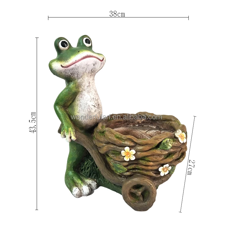 Green Frog Shaped Garden Pot Polistone Funny Cartoon Animal Flower Pot for Home Garden Decoration