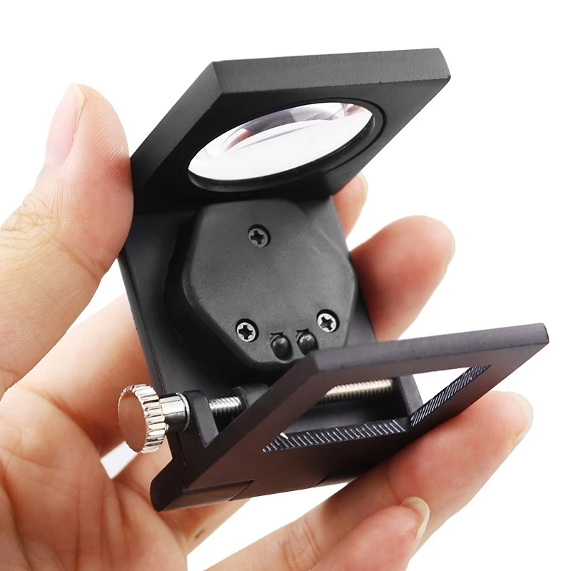 Foldable Magnifier Jewelry With Scale Handheld Magnifying Glass Pocket Exquisite Jewelry Magnifying 10X LED Textile Optical Magn