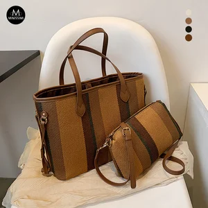 Minissimi Free Sample Leisure Striped Canvas Schultertasche Shopping Outdoor Women's Shoulder Bags Travel Summer Bag