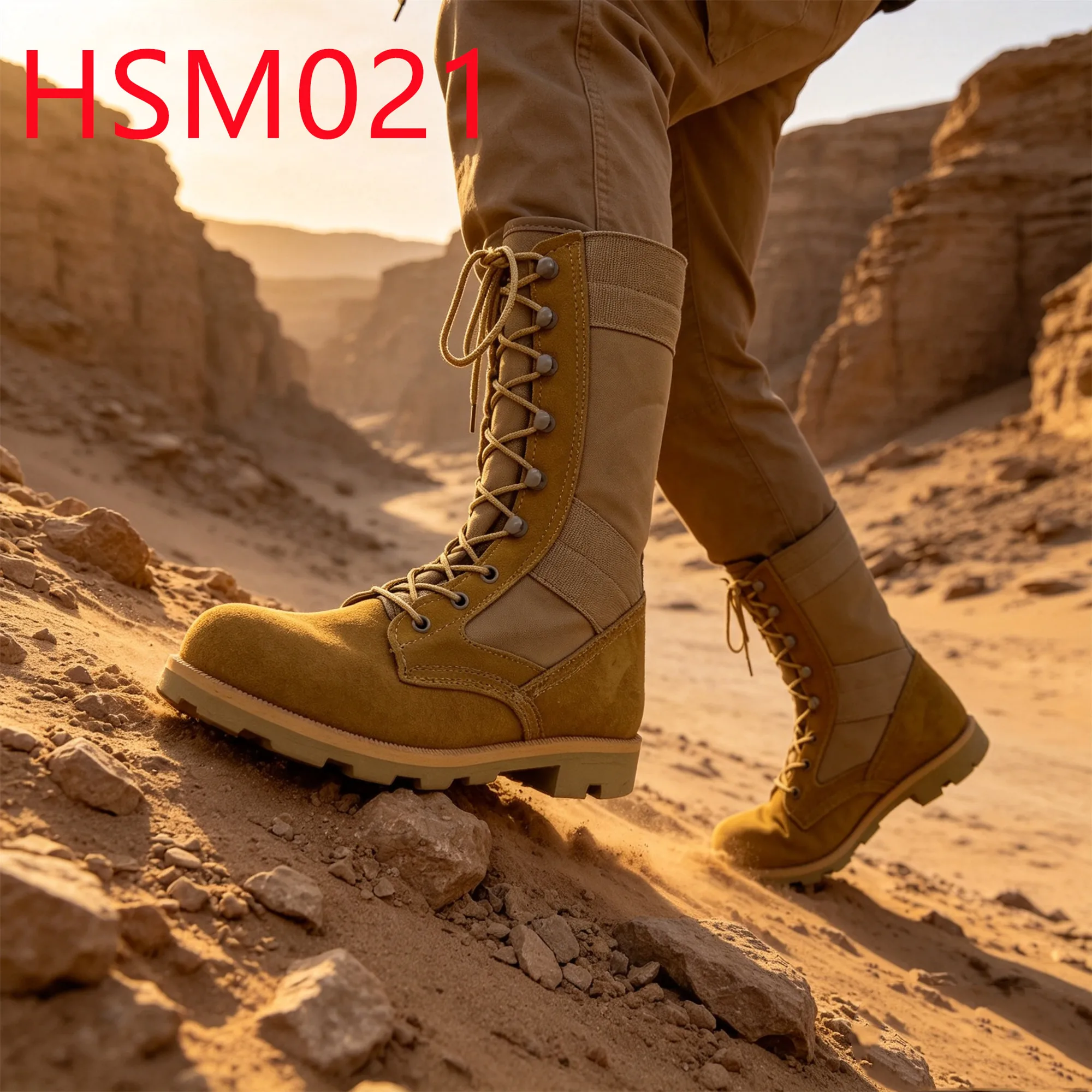 HY,Desert Walking ultra Hard Rubber Sole Hua Singh Tactical Gear Boots Factory Price Built Tough Leather Combat Boots HSM021