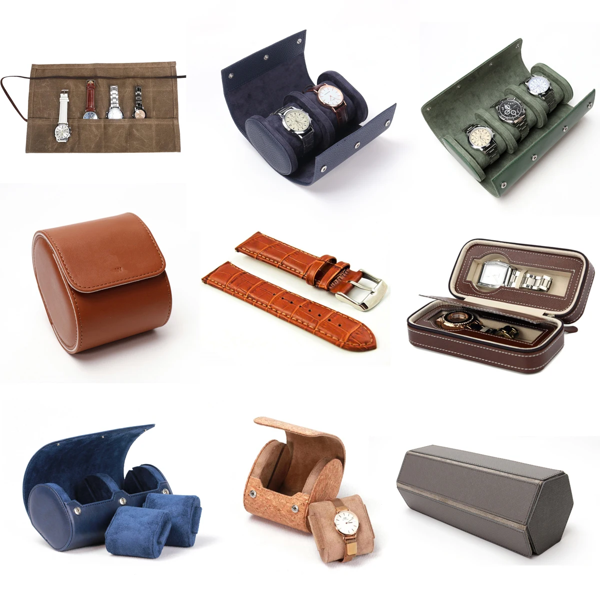 Роскошный подарочный чехол для трех кварцевых часов круглая кожаная коробка хранения на заказ упаковка