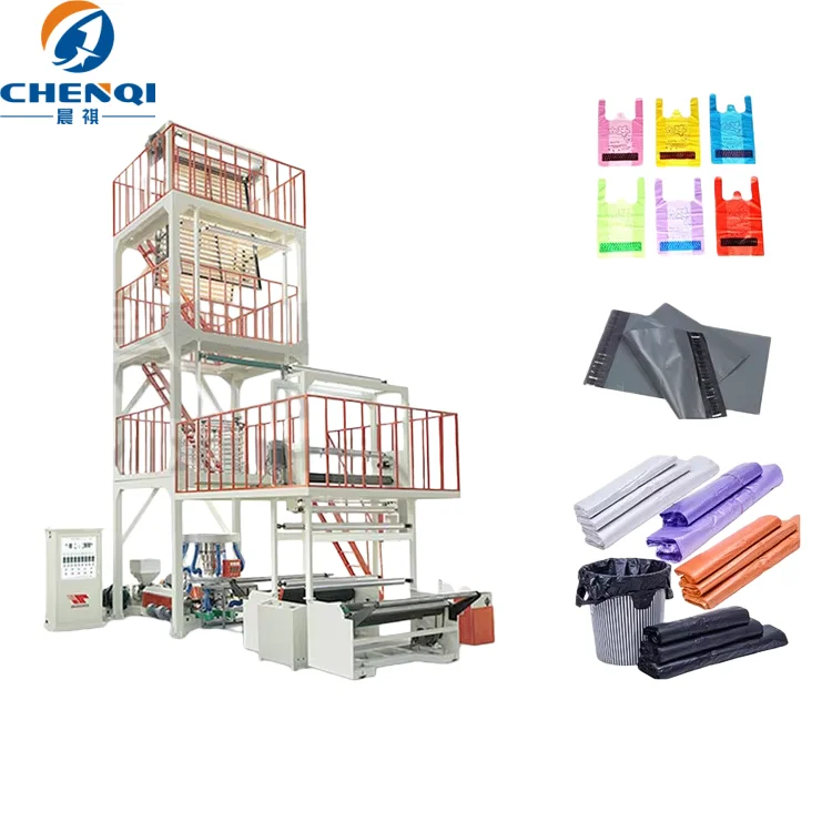 Chenqi extrusora de moldeo por soplado de una, dos o tres capas para película biodegradable de plástico PE, LDPE, HDPE, LLDPE