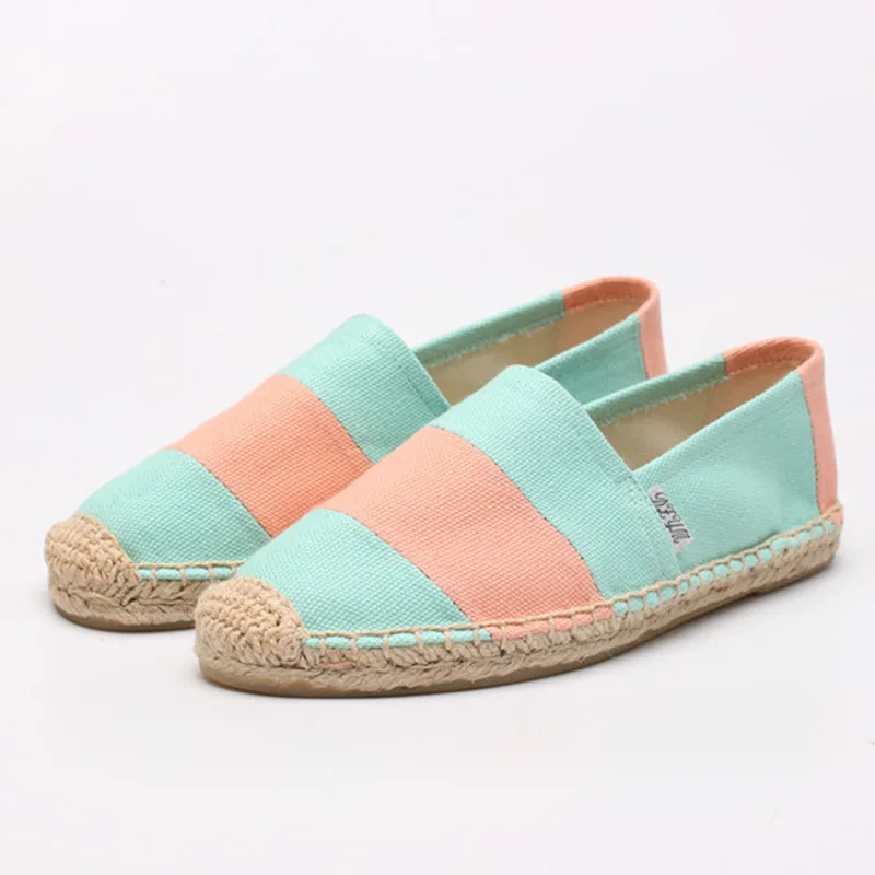 Customizable Comfortable Women's Canvas Flats Summer Espadrilles with Hemp Rope Casual Slip-On Shoes for Ladies
