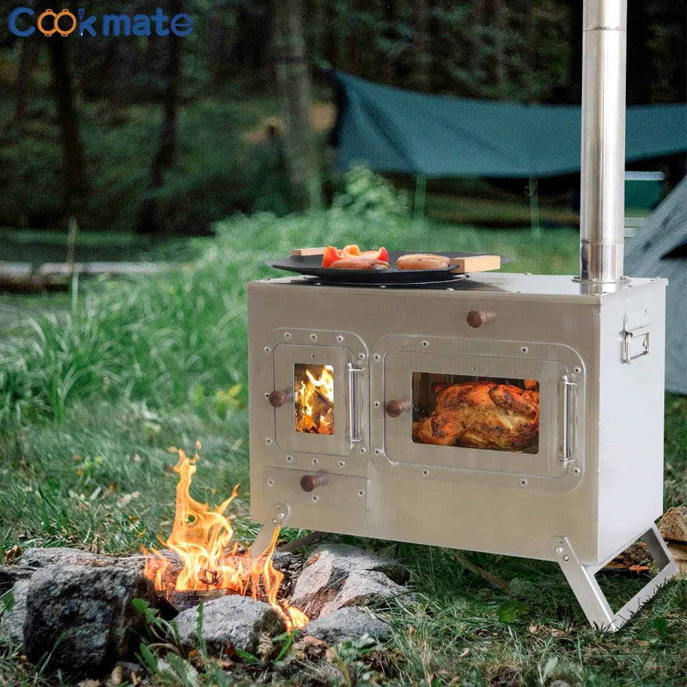 Poêle à bois de camping en extérieur, poêle multifonction tente de pique- nique
