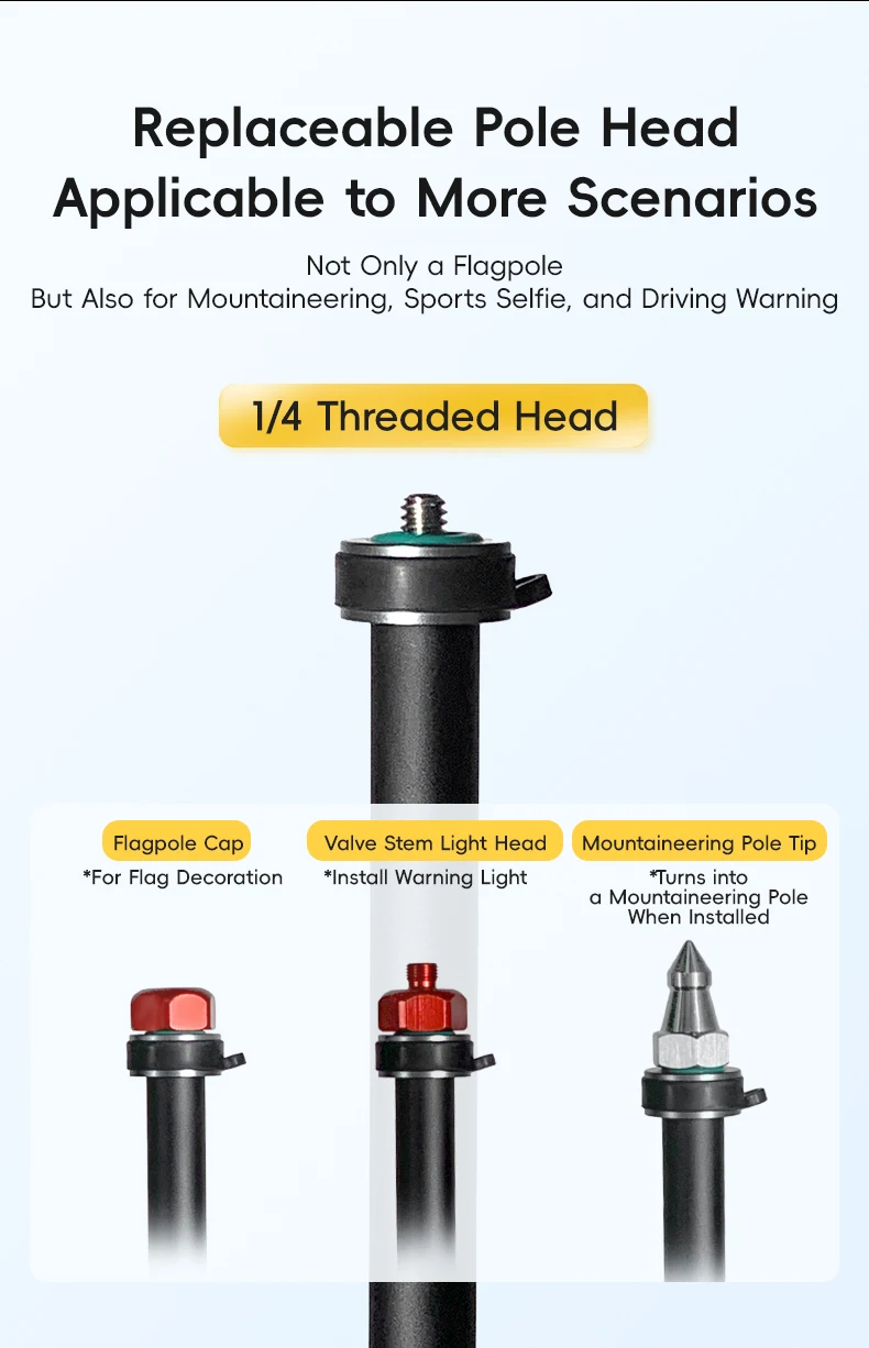 product smnu high quality flexible sports camera stand  motorcycle flagpole holder with double adjustable flags strong stability-6