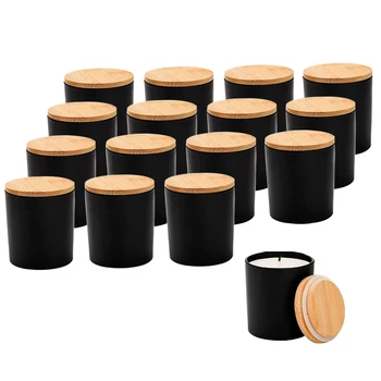 2023 Wholesale Matte Black Empty Glass Candle Holders Jar With Lid For