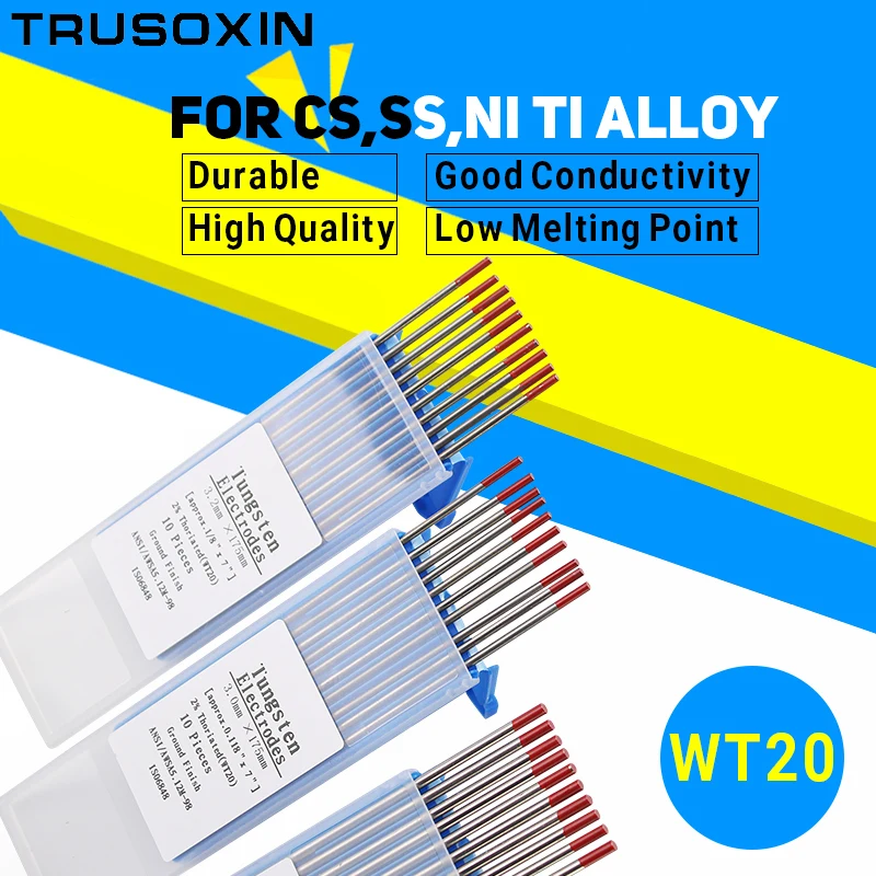 10pcs Red Color Code 175MM Thorium Tungsten Electrode Head Tungsten Needle Rod for the TIG Welding Machine with TIG Function