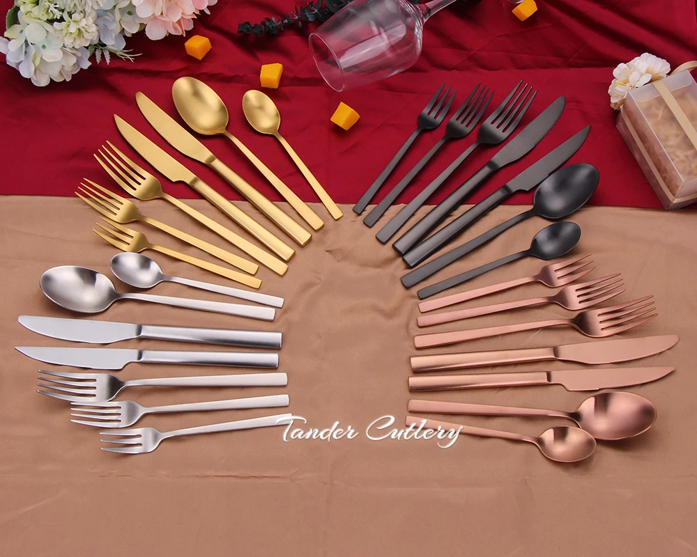 Wholesale Pvd Silverware Metal Matt Black Matte Cutlery Set 18/10 Stainless Steel Matte Black