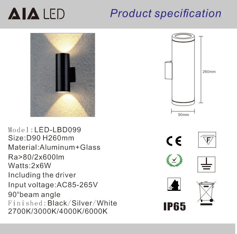 Round Square waterproof IP65 outdoor wall light outside wall lamp exterior led wall lamp for hotel decoration