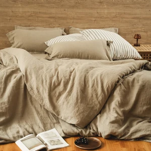 Wholesale Linen Bedding Set  Natural Pure Linen Sheet Set 4 Pieces Queen Size Bed Sheet Set