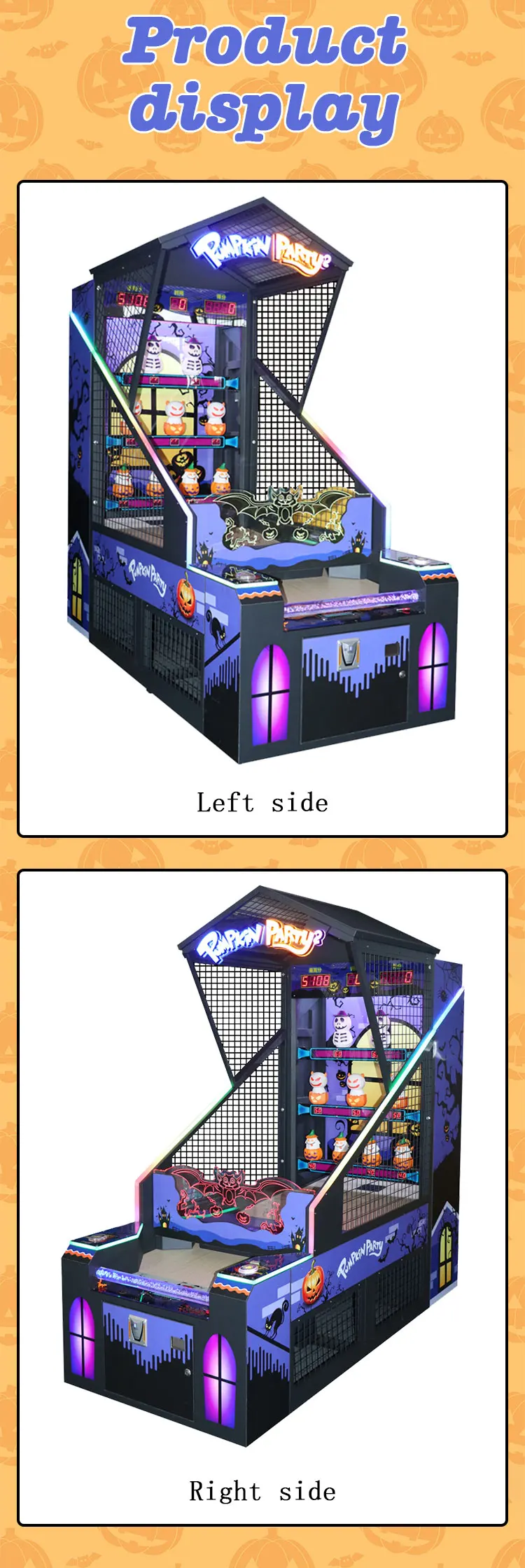 Funpark Factory Direct Amusement Throw Balls Ticket Pumpkin Party 2 Redemption Coin Operated Games for Game Center details