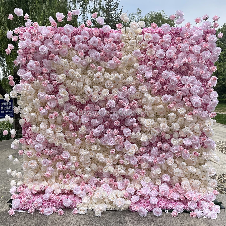 SW Artificial Flower Mat Multicolor Cloth Based Wall Decor Colorful Rose Flower Flower Wall 8x8 Decoration Floral Wall Backdrop