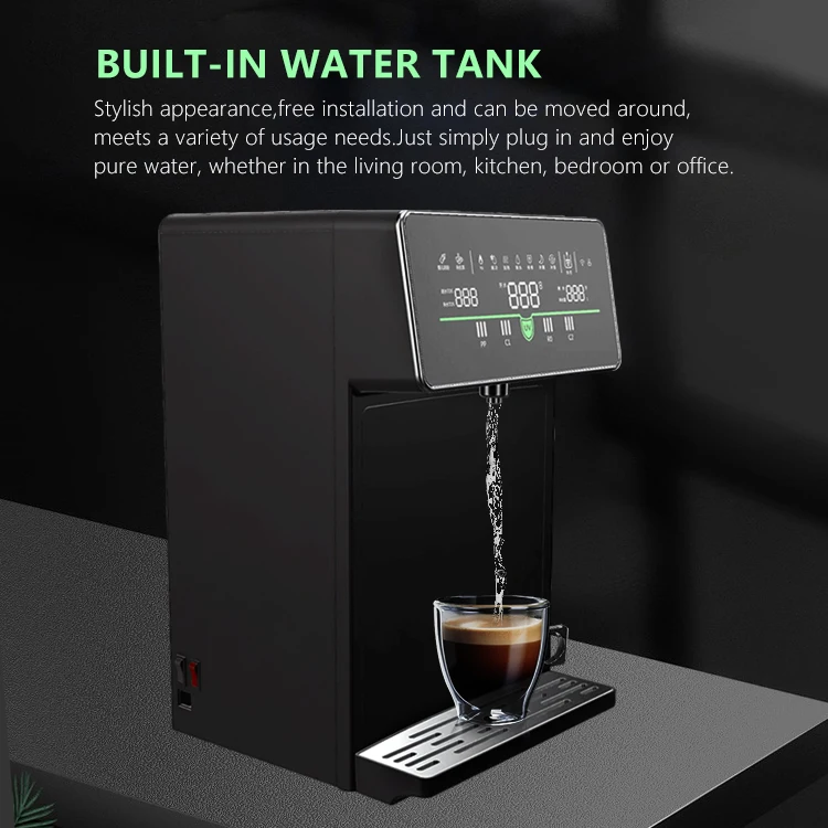 3-Stage Countertop Water Dispenser for Office UV Lamp Tankless Purifier Plastic Housing Easy Desktop Installation Household Use