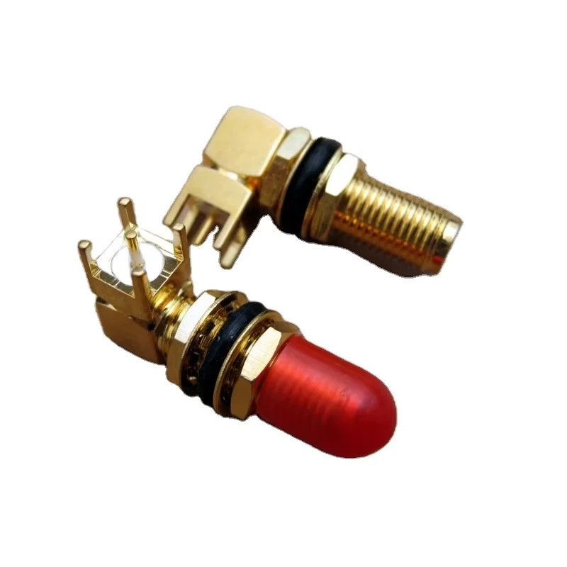 SMA Female Right Angle Bulkhead Long Thread Pcb Mount Connector ,sma Pcb Mount Long Version.