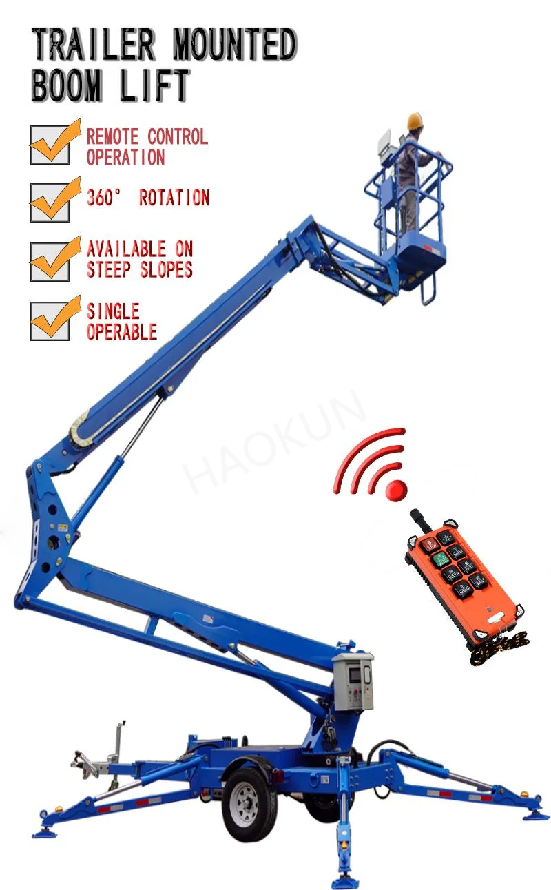 Factory Direct Supply Boom Lift Work Vehicle Electric Traction Meters Trailer with Folding Arm Lifting for Aerial Work
