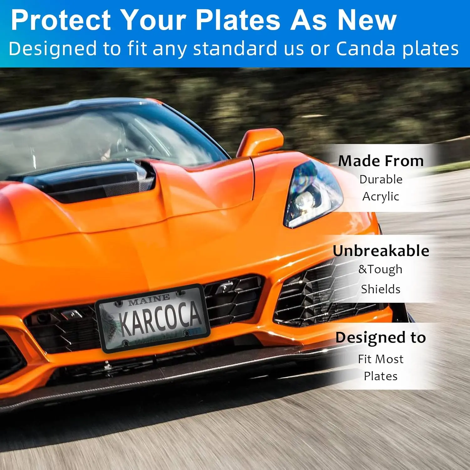 Factory Universal Tinted Smoked License Plate Tag Shield Cover and Frame Holder Acrylic Shields Protector USA Auto Accessories
