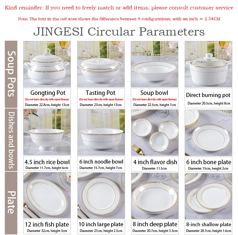 Fine Ceramic Kitchen Plate Luxury Serving Home Hotel Gold Rim Bone