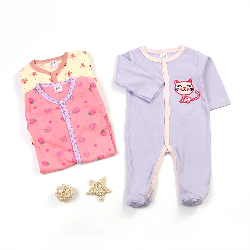 3 шт., детский хлопковый комбинезон с длинным рукавом