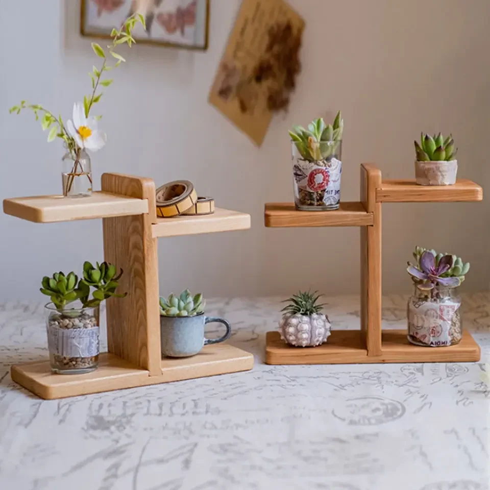 Wooden Table Rack Wooden Table Rack Handmade Display Shelf Natural Desk Organizer Wood ...