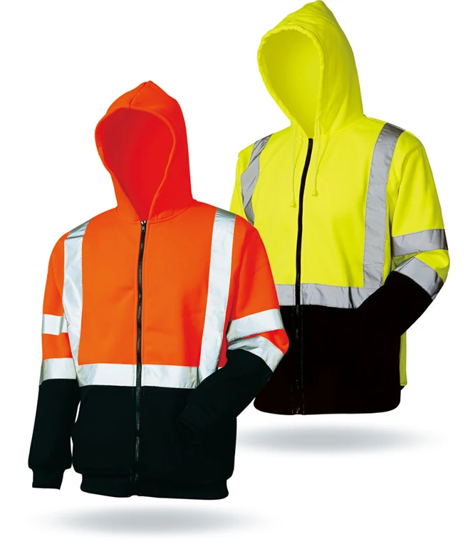 High Visibility Warning  Working Winter  Warm Construction Reflective Safety Hoodie