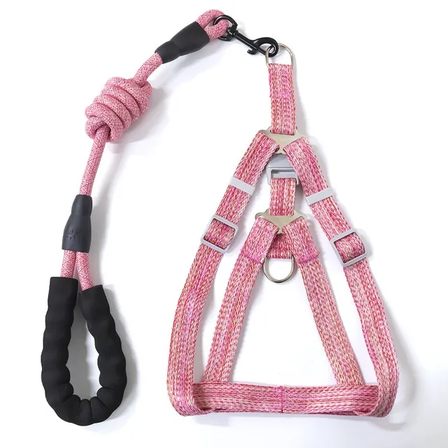 Nylon Dog Leash with Solid Pattern Foam Chest Back Strap Explosion-Proof Punch Linen Carrier Pet Supplies