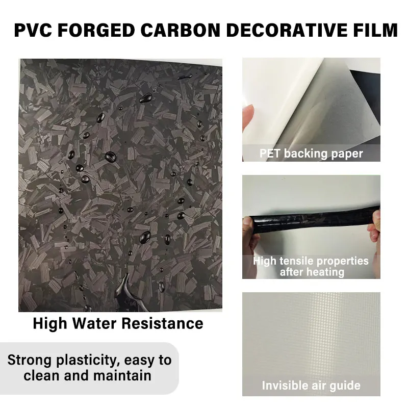 PET Backing PVC Gloss Matt Black Red Surface 1.52*18M Vinyl Wrap Car Color Wrapping Forged Carbon Fiber Forged Wrap