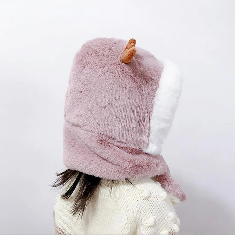 Cute Kids Winter Warm Hat and Warm Scarf Set Made by Fake Rabbit Fur
