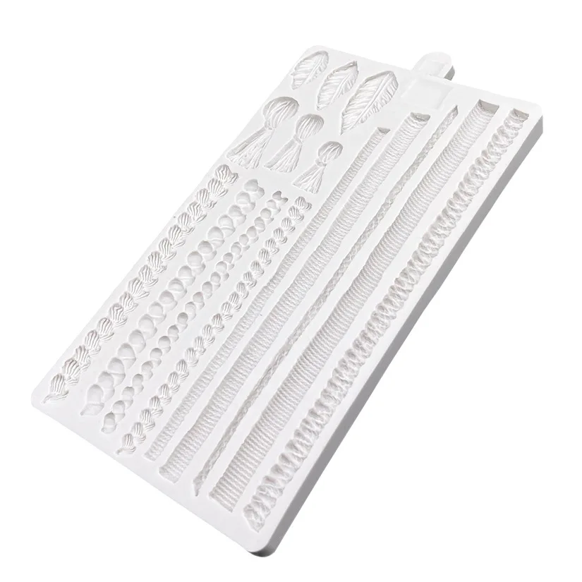 DTYGUIXE Stampo a Forma di Corda e Perle Intrecciate in Silicone per Pasta di Zucchero, Maglieria e Decorazione Bordo Torta