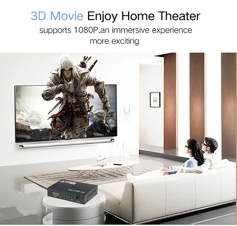 1x4 HDMI Splitter 4 Port Output Full HD 1080p 3D - Image 5