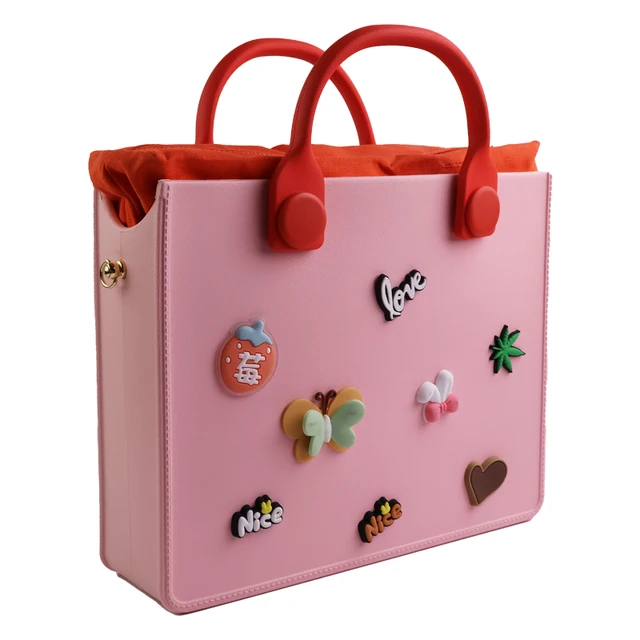 Leisure Travel Rubber Material with Color Punching Fashion Color Shopping Bag Portable Beach Bag