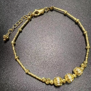 Low MOQ Fashion Charm Customizable Gold Plated Adjustable Vintage Style Copper Alloy Bracelet for Weddings