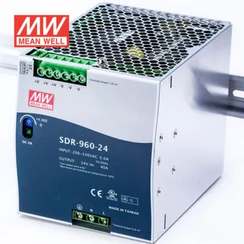 Meanwell SDR-960-24 960W 24V 40A AC-DC Single Output with Cand Parallel function Industrial DIN Rail Switching Power Supply