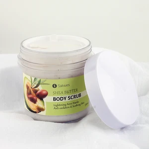 250g Natural Shea Butter Body Scrub Fruity Fragrance Creamy Texture Removes Cuticles Smooths Skin Cleans Pores OEM for Adults