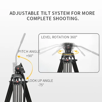Aluminum Alloy Panoramic Fluid Damping Head Professional Dslr Camera Video Tripod detail image