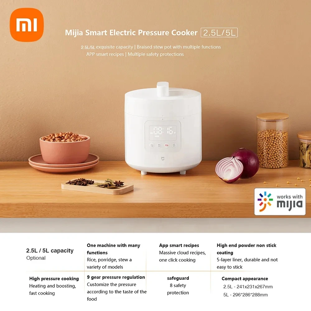 Wholesale Xiaomi Mijia Smart Electric Pressure Cooker 5L APP Control Instant  One-Touch Pressure Pot Rice Cooker/Steamer/Slow Cooker 220V From  m.