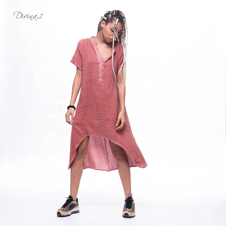 Fashion Italy V Neck Short Sleeve Linen 