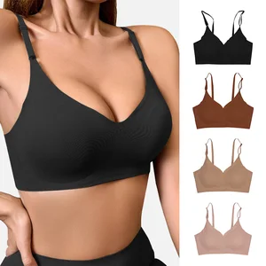 Multiple Colors One Piece Seamless Adjustable Shoulder Straps Breathable Wireless Bralette Full Coverage Push up Bra for Women