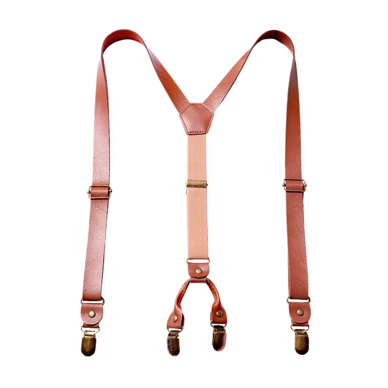 Manufacturer Wholesale Shirt Stays Garter Belt Adjustable Trousers Braces Y Adult PU Leather Elastic Suspenders Belts for Men Manufacturer Wholesale Shirt Stays Garter Belt Adjustable Trousers Braces Y Adult PU Leather Elastic Suspenders Belts for Men