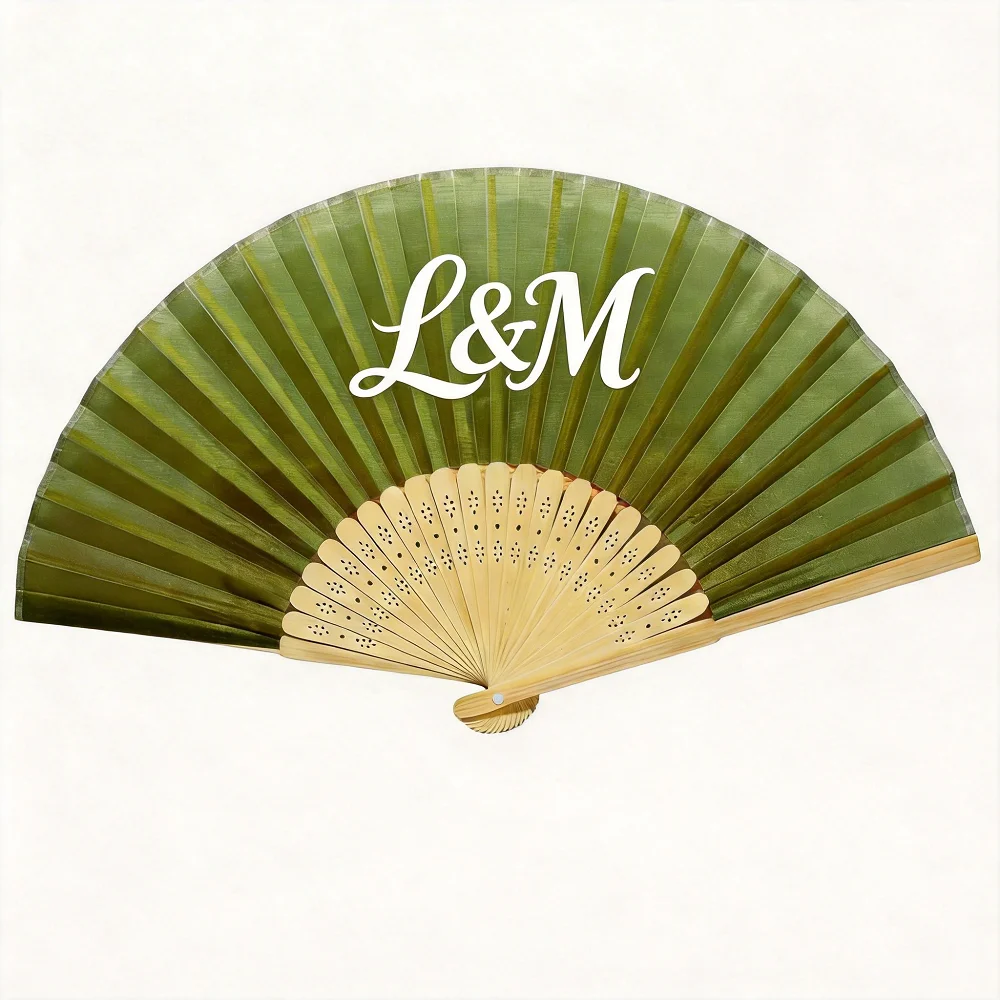 Factory Wholesale Custom Print Silk Personalized Wedding Folding Bamboo Custom Hand Held Fan  Hand Fan