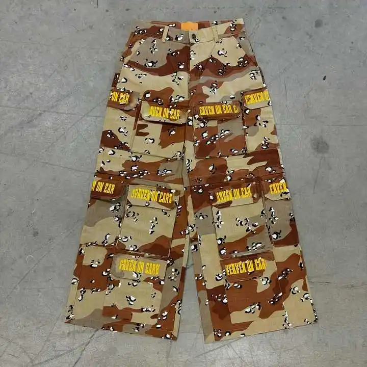 Salati Custom Pocket Lightweight Wide Leg Baggy Work Carpenter Casual Camouflage Cargo Pants Men