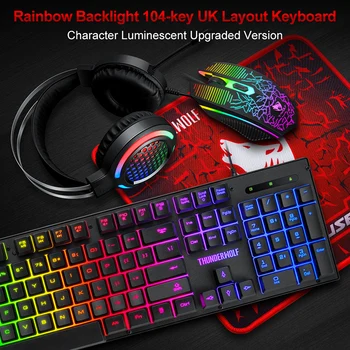 Gaming Accessories Kit (Red), 4-in-1 LED Backlight Bundle PC Combo with  Multimedia Keyboard Optical Mouse Mouse Pad & Headset with Adapter