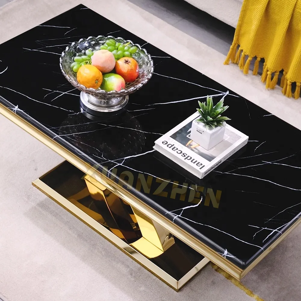 Living Room Furniture Rectangular Smart Tea Center Table Metal Nordic Gold Luxury Modern Marble Coffee Table for Sale