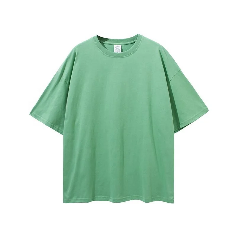JL-80201 OEM High Quality Unisex Oversized T Shirt Unisex Plain Korean Oversize Tee Green Drop Shoulder T-Shirts for Men
